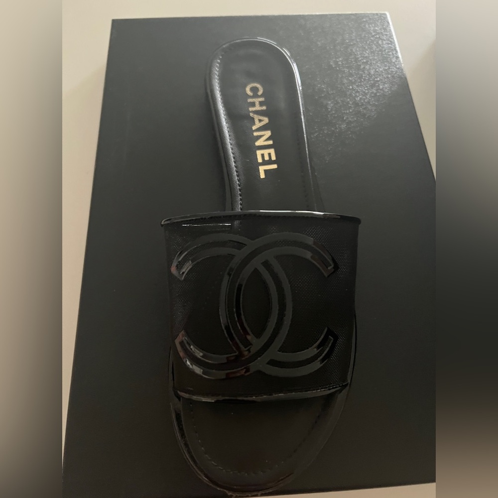 Chanel black slides
